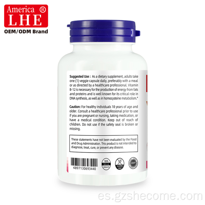 Shecome Vitamina B12 Cápsulas Apoyo a la salud del sistema nervioso